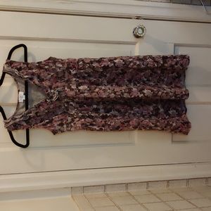 LOFT Floral Print Sleeveless Ruffled V Neck Dress Size MP